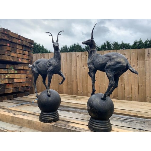 37 - CAST IRON PAIR OF DEERS GATE POST FINIALS