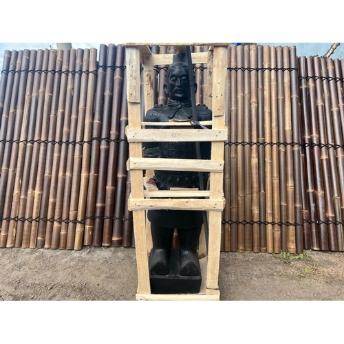 44 - HAND FIRED 1.4M TALL TERRACOTTA WARRIOR IN BLACK FINISH