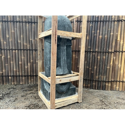 58 - MASSIVE 5FT TALL CRATED EASTER ISLAND STATUE FINISHED IN SILVER