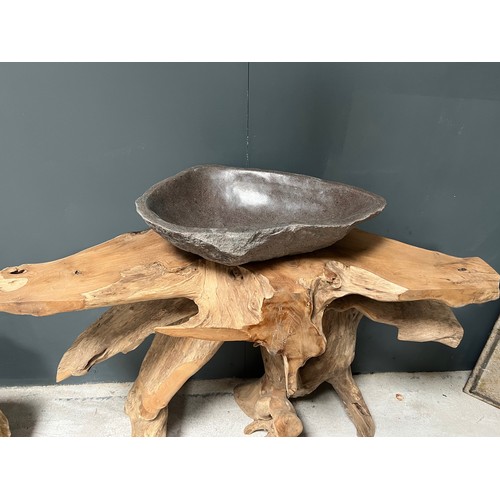 71 - HEAVY ORIGINAL CARVED AND POLISHED BASALT RIVERSTONE SINK APPROX 40-50CM (PLEASE NOTE EACH IS INDIVI... 