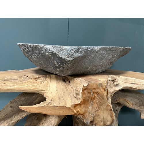 71 - HEAVY ORIGINAL CARVED AND POLISHED BASALT RIVERSTONE SINK APPROX 40-50CM (PLEASE NOTE EACH IS INDIVI... 