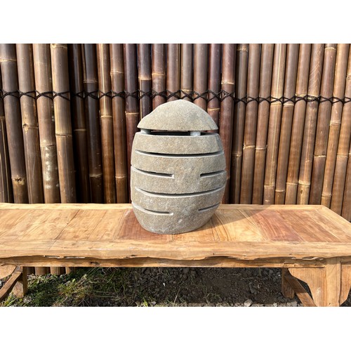 75 - CRATED HEAVY STONE OUTDOOR LANTERN (PLEASE NOTE EACH IS INDIVIDUALLY MADE THEREFORE EVERY ONE IS DIF... 