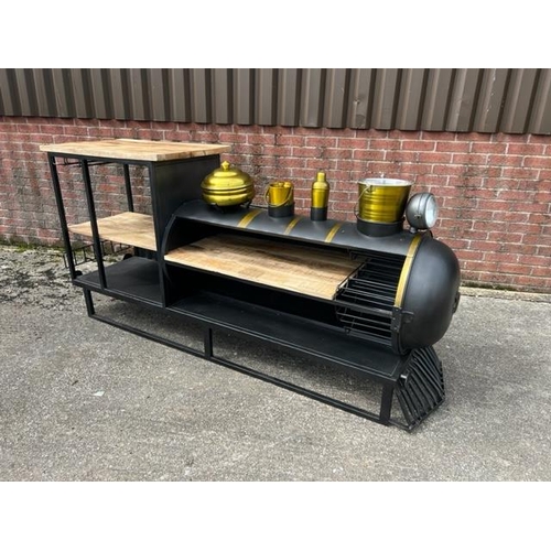 1 - HUGE FABRICATED METAL STEAM ENGINE SERVING COUNTER BAR