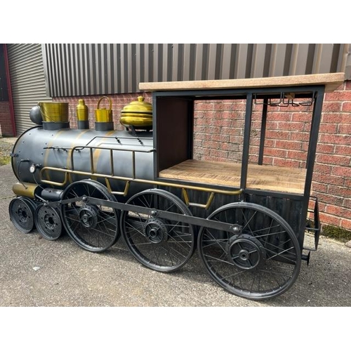 1 - HUGE FABRICATED METAL STEAM ENGINE SERVING COUNTER BAR