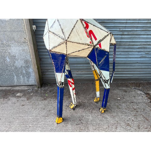 220 - UNIQUE HANDCRAFTED 12FT TALL FABRICATED RECYCLED OIL DRUM GIRAFFE STATUE