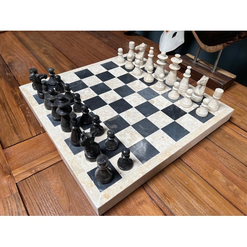 175 - NEW QUALITY SOLID MARBLE HANDMADE CHESS SET 50CM