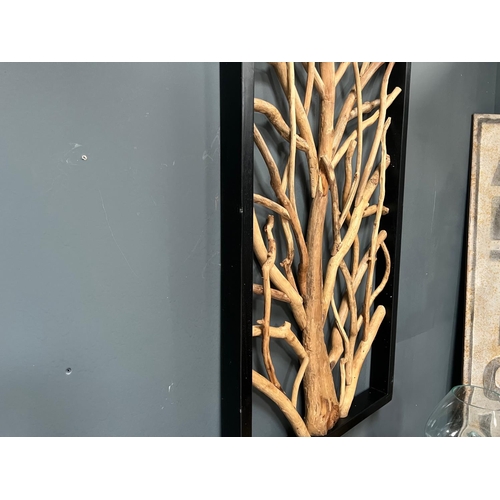 180 - HUGE 120CM TALL TEAK ROOTWOOD RUSTIC WALL ART D�COR IN BLACK FRAME (PLEASE NOTE EVERY ONE IS DIFFERE... 