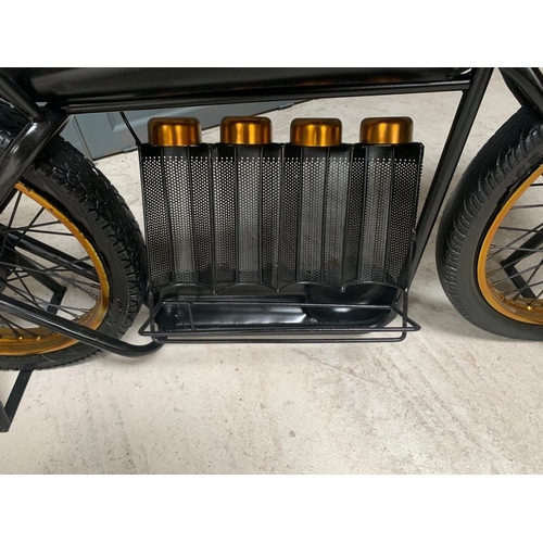 2 - DARK BLUE & GOLD BROUGH SUPERIOR MOTORCYCLE COUNTER/DESK WITH WINE RACK