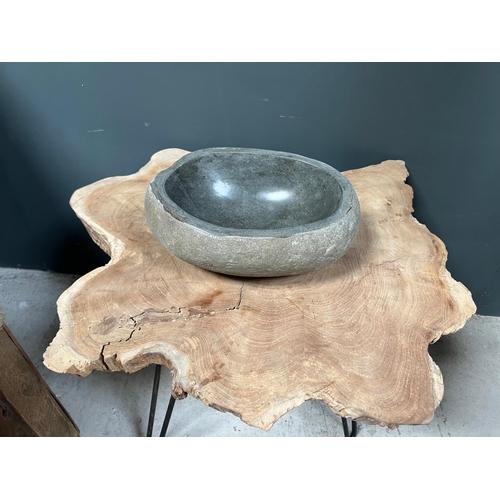 200 - HEAVY ORIGINAL CARVED AND POLISHED 25-35CM RIVERSTONE BASIN/BOWL (PLEASE NOTE EACH IS INDIVIDUALLY M... 