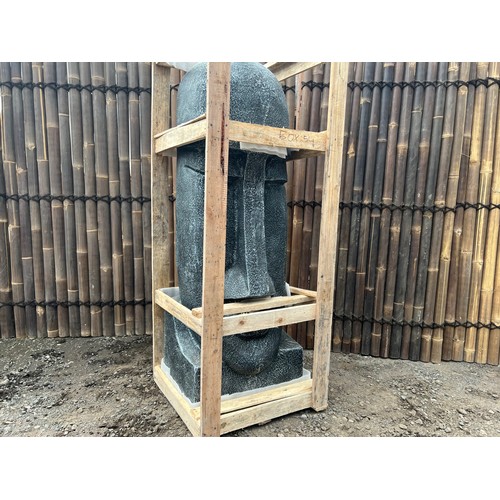 223 - MASSIVE 5FT TALL CRATED EASTER ISLAND STATUE FINISHED IN SILVER