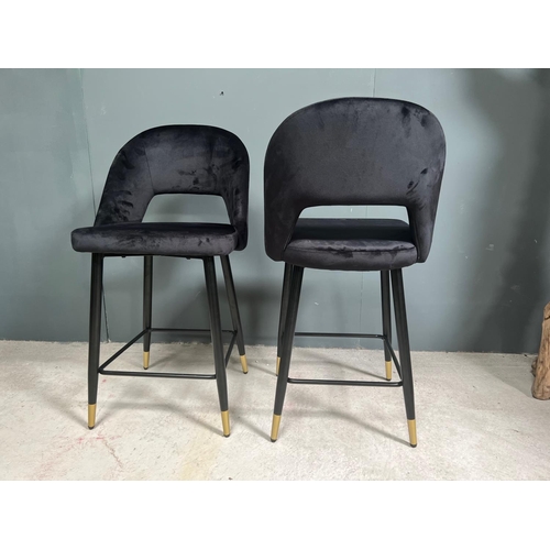 51 - BOXED NEW PAIR OF DARK VELVET BAR STOOLS