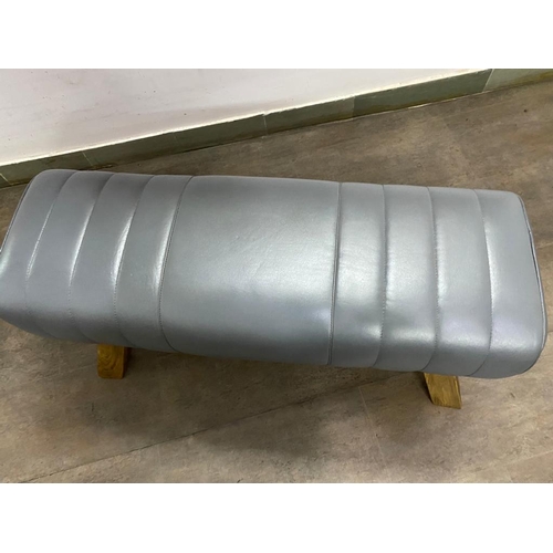 68 - BOXED NEW LARGE LEATHER POMMEL HORSE IN GREY