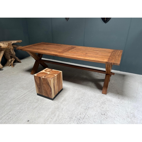 75 - NEW PACKAGED HUGE 240CM RECYCLED TEAK DINING TABLE (APPROX 240CM LONG X 76CM TALL X 100CM WIDE)