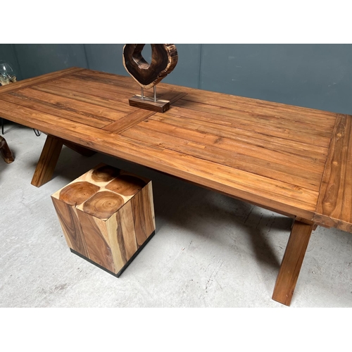 75 - NEW PACKAGED HUGE 240CM RECYCLED TEAK DINING TABLE (APPROX 240CM LONG X 76CM TALL X 100CM WIDE)