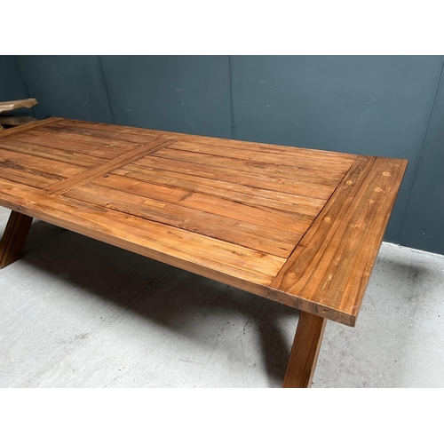 75 - NEW PACKAGED HUGE 240CM RECYCLED TEAK DINING TABLE (APPROX 240CM LONG X 76CM TALL X 100CM WIDE)