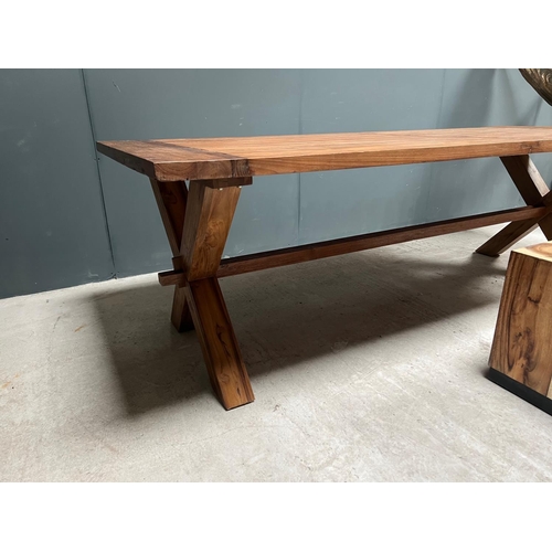 75 - NEW PACKAGED HUGE 240CM RECYCLED TEAK DINING TABLE (APPROX 240CM LONG X 76CM TALL X 100CM WIDE)