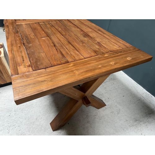 75 - NEW PACKAGED HUGE 240CM RECYCLED TEAK DINING TABLE (APPROX 240CM LONG X 76CM TALL X 100CM WIDE)