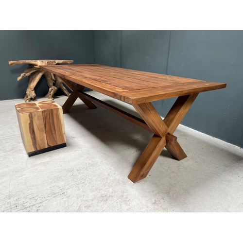 75 - NEW PACKAGED HUGE 240CM RECYCLED TEAK DINING TABLE (APPROX 240CM LONG X 76CM TALL X 100CM WIDE)