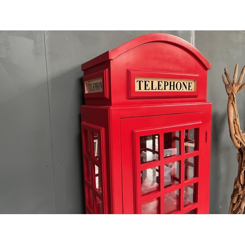 89 - NEW BOXED TALL VIBRANT RED ICONIC TELEPHONE BOOTH MINI BAR/CABINET WITH MIRRORED BACK