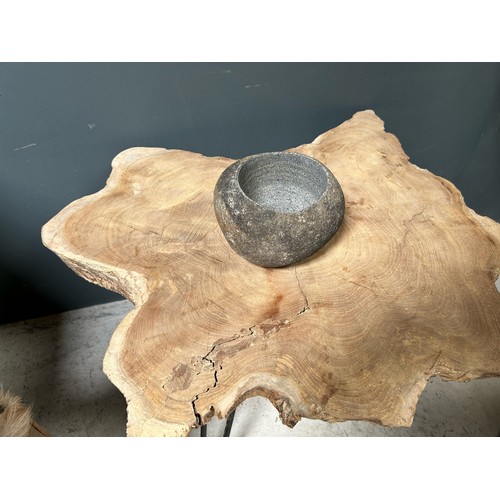 198 - HEAVY ORIGINAL CARVED 15CM STONE BOWL (PLEASE NOTE EACH IS INDIVIDUALLY MADE THEREFORE EVERY ONE IS ... 