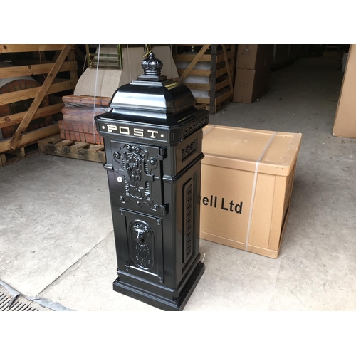 8 - NEW ALUMINIUM BLACK MAIL BOX (103CM TALL)