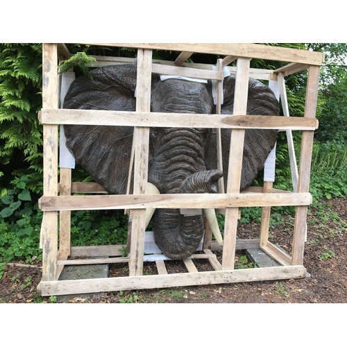 33 - HUGE CRATED 1.7M ELEPHANT HEAD STATUE