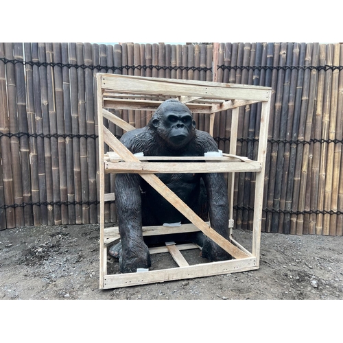 36 - NEW CRATED MASSIVE GORILLA STATUE IN BLACK