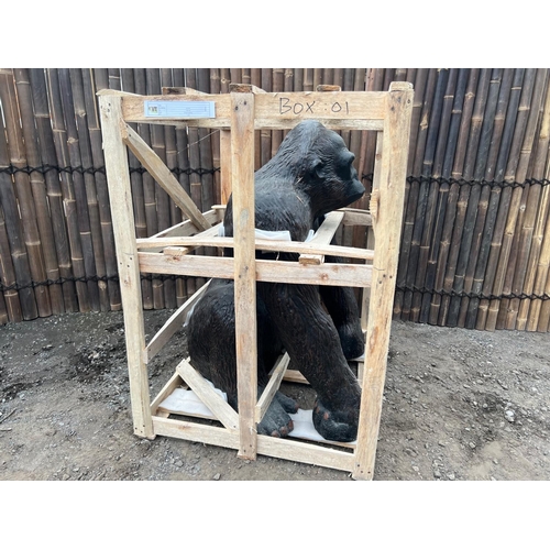 36 - NEW CRATED MASSIVE GORILLA STATUE IN BLACK