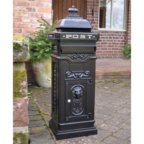 62 - NEW ALUMINIUM BLACK MAIL BOX (103CM TALL)