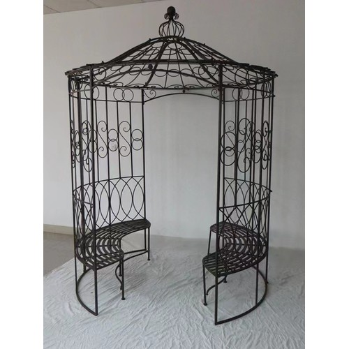 18 - NEW LARGE IRON ORNATE DECORATIVE GAZEBO WITH SEATING