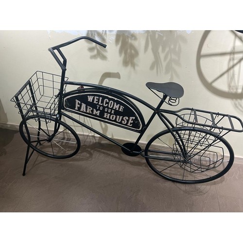 29 - IRON ORNATE 'WELCOME TO THE FARM' BICYCLE PLANTER