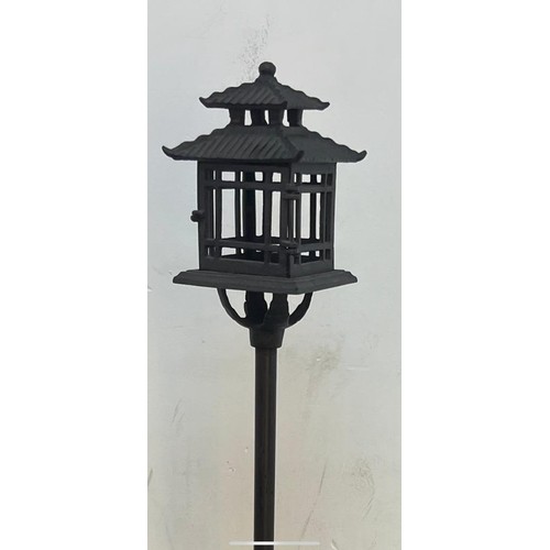 37 - LARGE CAST IRON ORIENTAL GARDEN LANTERN ON STAND DECORATION