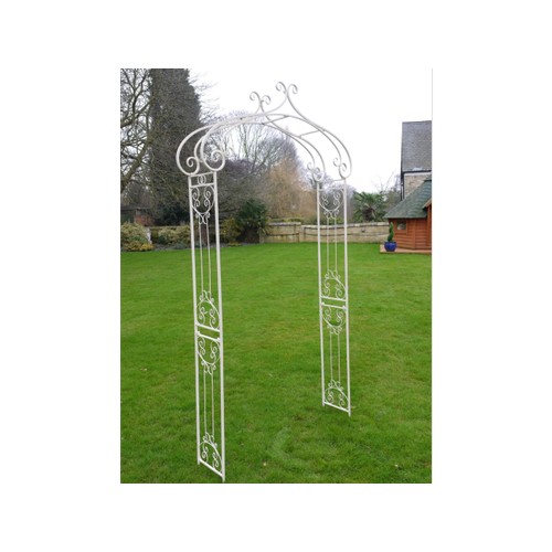 59 - BOXED NEW METAL GARDEN ARCH IN AN ANTIQUE CREAM FINISH