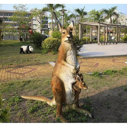 9 - NEW HUGE STANDING KANGAROO WITH BABY STATUE APPROX 1.5M TALL