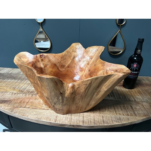 144 - NEW HUGE POLISHED NATURAL WOOD BOWL