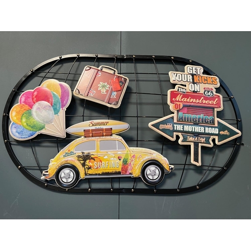 154 - LARGE METAL AMERICA ROUTE 66 SUMMER WALL ART DECORATION (APPROX 75CM X 45CM)