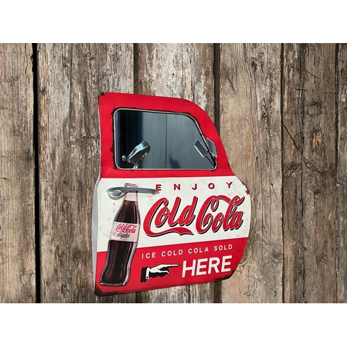 164 - NEW BOXED LARGE METAL COCA COLA CAR DOOR MIRROR (APPROX 50CM X 42CM)