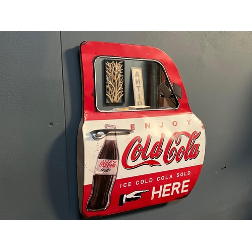 164 - NEW BOXED LARGE METAL COCA COLA CAR DOOR MIRROR (APPROX 50CM X 42CM)