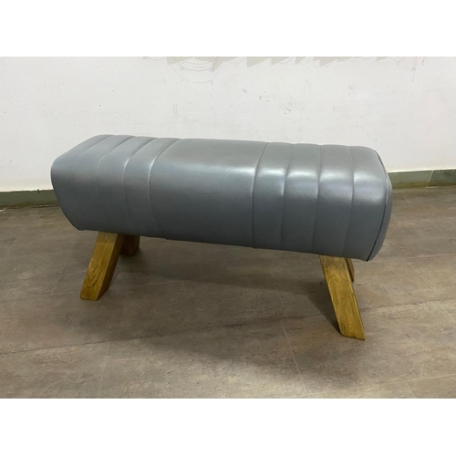 169 - BOXED NEW LARGE LEATHER POMMEL HORSE IN GREY