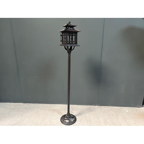 31 - LARGE CAST IRON ORIENTAL GARDEN LANTERN ON STAND DECORATION