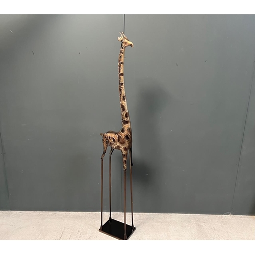 54 - NEW HUGE 6FT DECORATIVE METAL GIRAFFE ON STAND