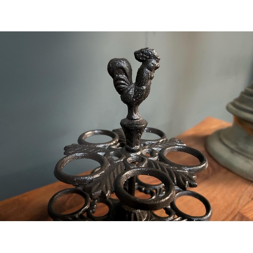 71 - CAST IRON ORNATE EGG HOLDER