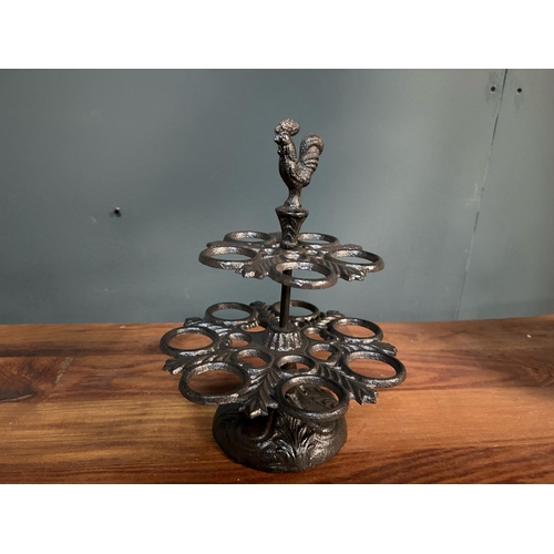 71 - CAST IRON ORNATE EGG HOLDER