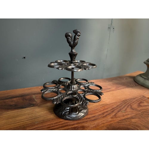 72 - CAST IRON ORNATE EGG HOLDER