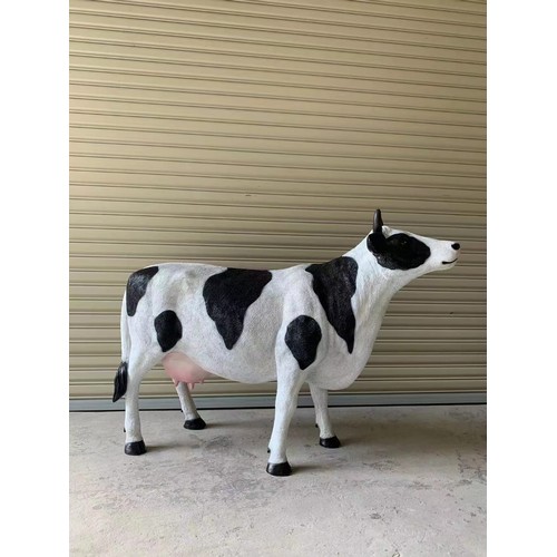 41 - NEW HUGE STANDING BLACK AND WHITE COW STATUE APPROX 1.3M LONG