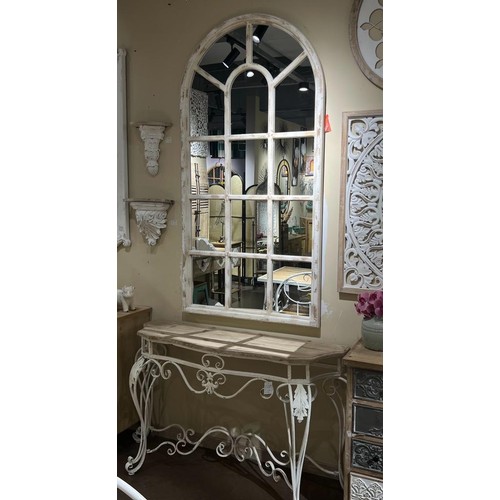 65 - MASSIVE SHABBY CHIC ARCHED MIRROR (170CM X 86CM)