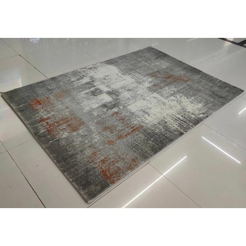 91 - NEW HUGE 2.3M ABSTRACT GREY AND COPPER PATTERNED RUG