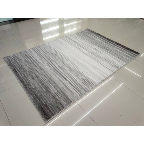 94 - NEW HUGE 2.3M ABSTRACT GREY AND WHITE STRIPED PATTERNED RUG