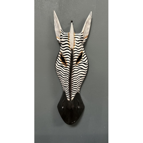 120 - LARGE 50CM TALL WOODEN WALL HANGING DECORATIVE ANIMAL MASK