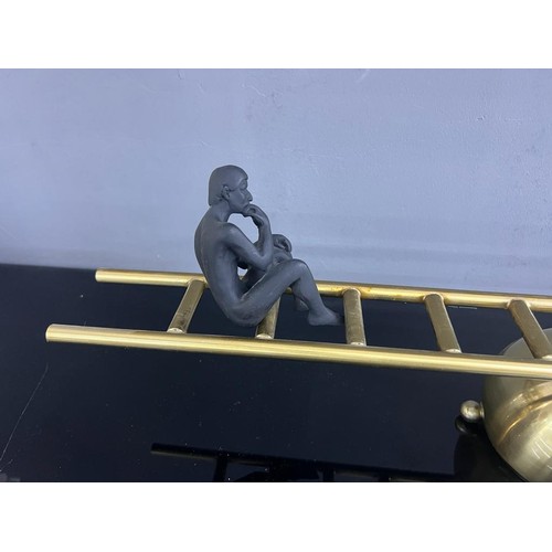 109 - NEW BOXED MAGNETIC MODERN ART THINKING MEN ON GOLD LADDER ORNAMENT